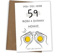 Hey Chimp Hilarious 60th Birthday Card for Men and Women - You Still Look 59 from a Distance, Honest! Celebrate Turning 60 with Sarcasm and Love!