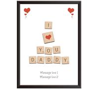 Hey Chimp I Love You Daddy Print - Personalised Wall Art Gift for Dad or Daddy. I Love You Poster for birthday, Christmas, Fathers Day, Valentines Day - A4 Black Frame - 210 x 297mm