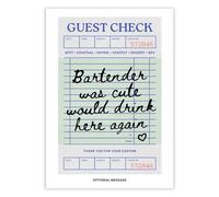 Hey Chimp Kitchen Wall Art - Bartender Was Cute Drink Here Again | Guest Check - Personalised Canvas Prints & Framed Wall Art for Kitchen Bar - Unique Idea - A3 A3 A4 Print Only