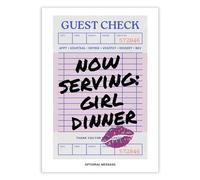 Hey Chimp Kitchen Wall Art - Now Serving: Girl Dinner | Guest Check - Personalised Canvas Prints & Framed Wall Art for Kitchen Coffee Bar - Unique Idea - A5 Print Only - 148 x 210mm