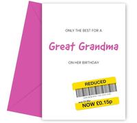 Hey Chimp Only the Best Birthday Card for Great Grandma - Funny Great Grandma Birthday Card to Say Happy Bday to You on your Special Day