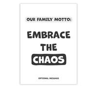 Hey Chimp Personalised Family Wall Art Print - Family Motto: Embrace the Chaos - Wall Art for Living Room Entry Way or Hallway and Stairs - A5 Print Only - 148 x 210mm