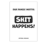 Hey Chimp Personalised Family Wall Art Print - Family Motto: Sh!t Happens - Wall Art for Living Room Entry Way or Hallway and Stairs - A2 Print Only - 420 x 594mm