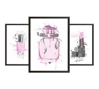 Hey Chimp Room Decor for Teen Girls - Designer Perfume & Makeup - Teenage Girls Bedroom Accessories & Modern Wall Art Prints. Unframed Fashion Posters/Framed - Pink Set