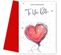 Hey Chimp To You Both Anniversary Card - Red Heart-shaped Balloon for Every Anniversary from 1st to 70th - Romantic Gesture for To You Both