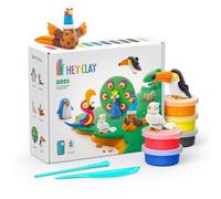 HEY CLAY Birds Set - Colourful Modeling Air Dry Clay Kit for Kids 15 cans and sculpting tools with Fun Interactive Instructions App