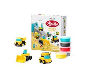 Hey Clay - CONSTRUCTION VEHICLES Colourful modelling air-dry clay, 12 cans with fun interactive app for kids 3 years +