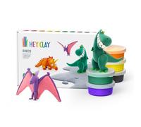 Hey Clay Dinos: Pterodactylus, Triceratops, Tyrannosaurus Set - Colourful Modeling Kids - Air Dry Clay Kit 6 cans with Fun Interactive Instructions App