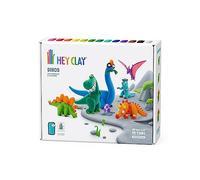 HEY CLAY Dinos Set - Colourful Modeling Kids - Air Dry Clay Kit 15 cans and Sculpting Tools with Fun Interactive Instructions App