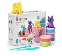 HEY CLAY Fluffy Pets Series - 15 Cans Air Drying Clay for Children - Creative Set Age 3+