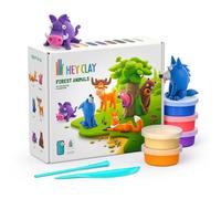 TOMY Craft Kit - Hey Clay Forest Animals Large - Air-Dry Clay (15 Cans), Sculpting Tools & App