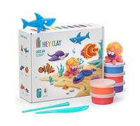 Hey Clay Ocean Set - Colourful Modeling Kids - Air Dry Clay Kit 15 cans and Sculpting Tools with Fun Interactive Instructions App