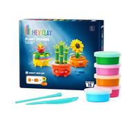 HEY CLAY Plant Friends Set - 15 Cans Air Dry Modeling Clay Kit for Kids with Free App - 3D Step-by-Step Instructions - Creative Arts and Crafts Sculpting Toy, DIY Gift for Boys & Girls Ages 8+
