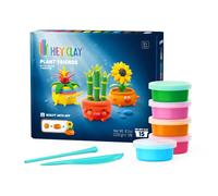 HEY CLAY Plant Friends Set - 15 Cans Air Dry Modeling Clay Kit for Kids with Free App - 3D Step-by-Step Instructions - Creative Arts and Crafts Sculpting Toy, DIY Gift for Boys & Girls Ages 8+