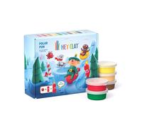 HEY CLAY Polar Fun Set - Colourful Modelling Clay, Air Dried, 15 Cans and Modelling Tools - Seasonal Creative Set for Children from 3 Years