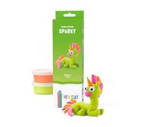HEY CLAY Rainbow Unicorns - Air-Dry Clay Kit for Kids - Creative Set Age 3+ (Sparky, Series Rainbow Unicorns, 3 cans)