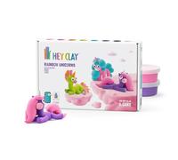 Hey Clay Rainbow Unicorns Lighty, Sunny, Rainy - Rainbow Unicorns Series - Colourful Modelling Set for Children with Air-Drying Clay 6 Tins with Fun Interactive Instructions
