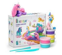 Hey Clay Rainbow Unicorns 15 Cans Set - Colourful Modelling Kids Air-Dry Clay Set 15 Cans with Sculpting Tools and Fun Interactive Instructions Gift for Children Age 3+