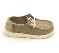 Hey Dude 45478 Lace-Up Sequin Fabric Sneaker Beige Mud Rubber Sole