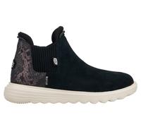 HEYDUDE Branson Suede Novelty Black/Snake Ankle Boots for Female - Size 7