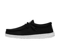 Hey Dude Men's Wally Slub Canvas Moc Toe Shoes, Black, 8 UK