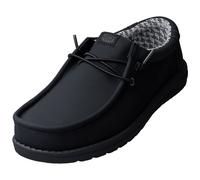 HEYDUDE - Men's Wally Classic Slip-On Shoes, Black/Charcoal, 9 UK