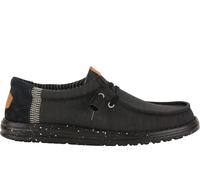 HEYDUDE Men's Wally Elevated Basics - Casual Slip-On Shoes - Moccasin Style, Black/Black, 9 UK