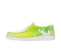 Hey Dude Wally Margaritaville | Men’s Shoes | Men's Slip-on Loafers | Comfortable & Light-Weight, White/Lime, 9 UK