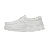 Hey Dude Wally Youth Slub Canvas Moc Toe Shoes, White, 14 UK Child