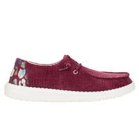 Hey Dude Wendy Corduroy Leo Womens Shoes | Slip On Shoes | Burgundy | UK Size 4