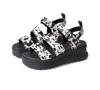 Hey Dude Women's Delray Buckle Animal Loafer, Black/White, 7 UK