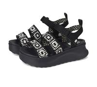 Hey Dude Women's Delray Buckle Cottage Crochet Loafer, Black/White, 5.5 UK