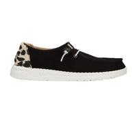 HEYDUDE Womens Trainers Wendy - Leopard Slip-On Canvas Shoes - Black Multi - UK 4-8
