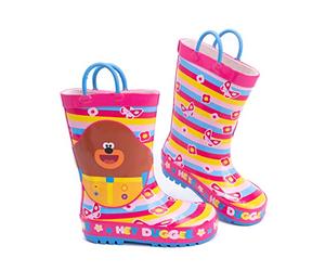 Hey Duggee Girls Wellies | Children's Wellington Carry Handle Snow Boots | Kids Pink Blue Rain Shoes Merchandise Gifts