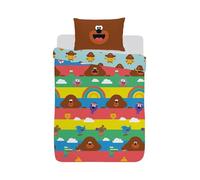 Hey Duggee Stripe Junior Duvet Cover and Pillowcase Set for Kids, Nurseries, Children's Bedroom (JR1-HEY-STR-12)
