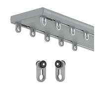 Hey Duty Double Row Aluminum Ceiling k System for Sliding Doors 4.4m (14.4ft) Gray Ideal for Bay Windows Easy Installation Rails