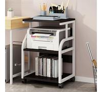 Hey-Duty Mobi Printer Stand on Wheels 2/3/4 Tier Multifunctional Office Cart Stylish Space-Sing Shelf for Sulies & Fax Durab rage Solution (White & Black)