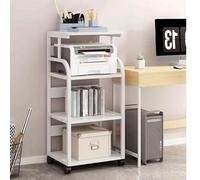 Hey-Duty Mobi Printer Stand on Wheels 4-Tier Multifunctional Cart with rage Shelves for Office Sulies Fax Machines & Home Use (White)