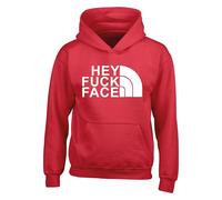 Hey Fu*k Face Hoodie - Funny Offensive Rude Joke Slogan Hoodie for Men Women - Sarcastic Humor Quote Fance Dress Party Gift Unisex Adults Top(3XL, Red)