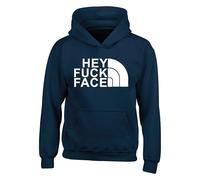 Hey Fu*k Face Hoodie - Funny Offensive Rude Joke Slogan Hoodie for Men Women - Sarcastic Humor Quote Fance Dress Party Gift Unisex Adults Top(3XL, Navy)