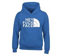 Hey Fu*k Face Hoodie - Funny Offensive Rude Joke Slogan Hoodie for Men Women - Sarcastic Humor Quote Fance Dress Party Gift Unisex Adults Top(3XL, Royal)