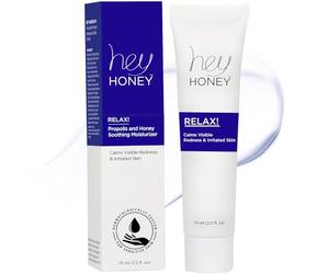 Hey Honey Skincare Relax - Instant Rosacea Relief Cream for Sensitive Skin | Calming Face Moisturizer for Facial Redness & Irritation | Dermatologist Tested, Oil-Free with Honey & Propolis | 2.2 Oz