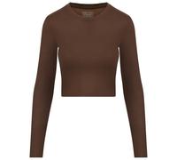 Hey Honey - Women's Longsleeve Cropped Always Dressed - Yoga shirt size S, brown