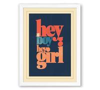 Hey How Are You Typography Framed Wall Art Print A2 (59.4×42cm) White, Wall Decor for Living Room, Bedroom, Office & Home, Ready to Hang, Art Gift