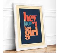 Hey How Are You Typography Framed Wall Art Print A2 White