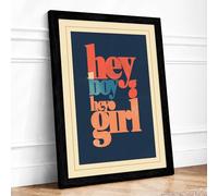 Hey How Are You Typography Framed Wall Art Print A3 (42×29.7cm) Black, Wall Decor for Living Room, Bedroom, Office & Home, Ready to Hang, Art Gift