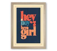 Hey How Are You Typography Framed Wall Art Print A4 (29.7×21cm) Oak, Wall Decor for Living Room, Bedroom, Office & Home, Ready to Hang, Art Gift