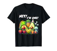 Hey I'm One Birthday Boy Funny Fruit Birthday Hey Bear T-Shirt