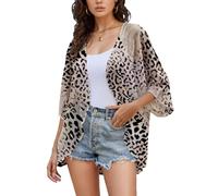 Hey Joo Women's Fashion Animal Print Kimono Cardigans Sheer Chiffon Beach Swimsuit Cover Up L