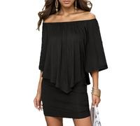 Hey Joo Womens Sexy Off-Shoulder Ruffled Party Cocktail Mini Dress Black L